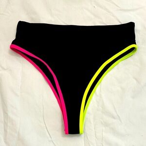 Neon Trim High-Waisted Bikini Bottom